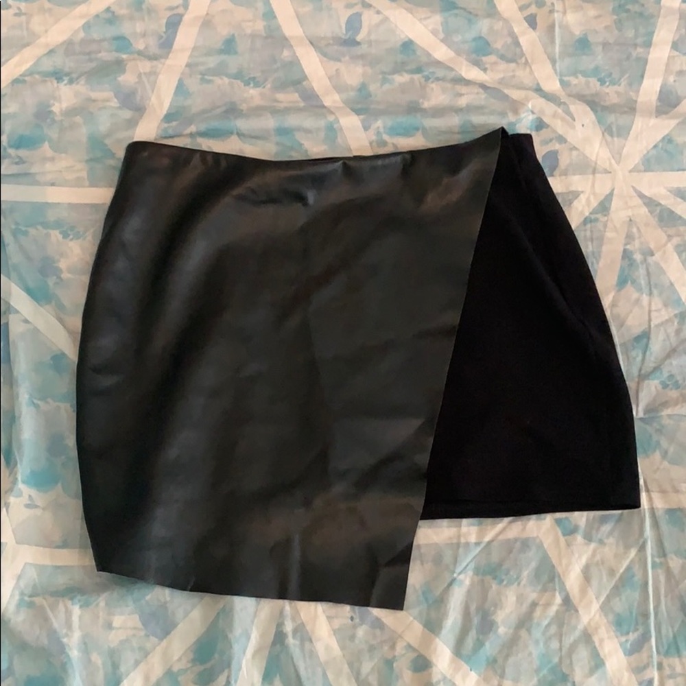 faux leather skirt.